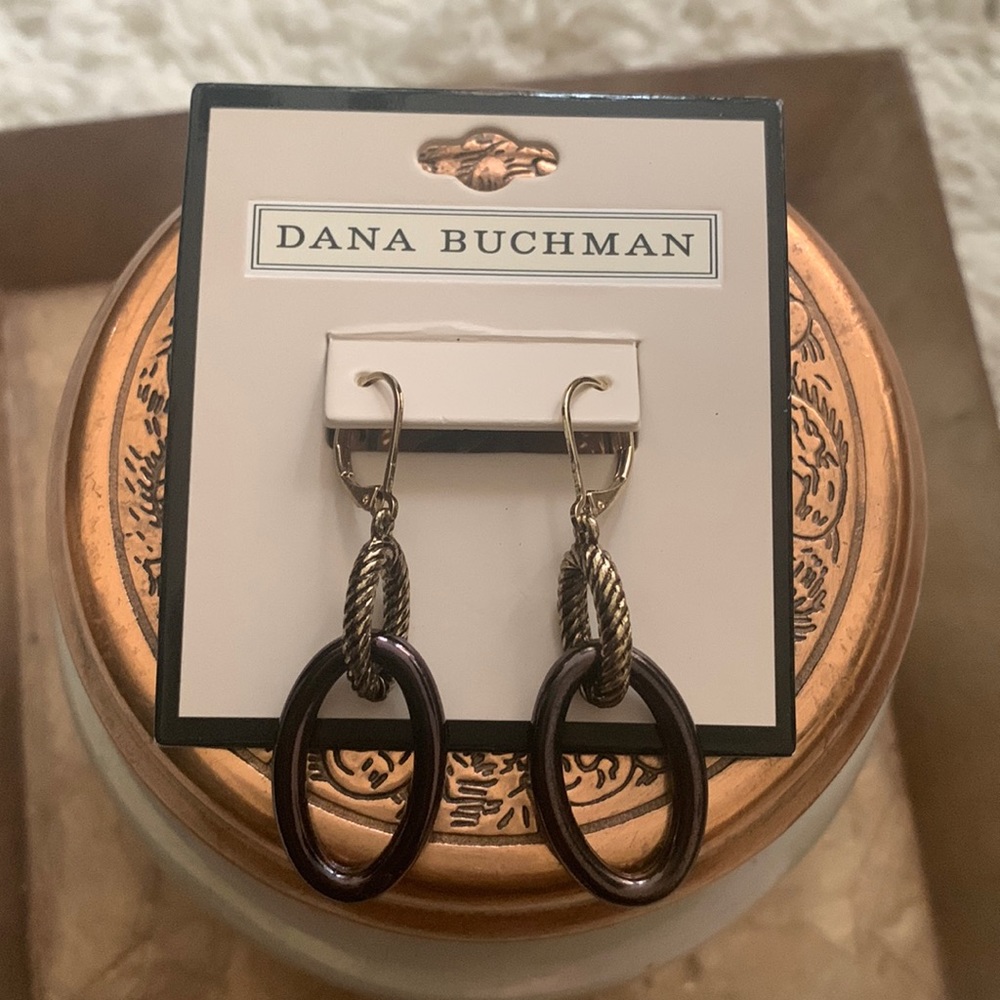 Two Tone Brown Chain Link Drop Earrings